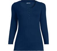 Three-Quarter Sleeve Henley Top lands end Navy 14-16