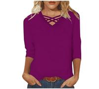 Three Quarter Sleeve Tops Deals of the Day Crew Neck Plus Size Sweatshirts for Women Uk Soft Touch Pullover Tops Solid Color Lightweight Casual Loose Womens Sweatshirts Uk Ladies Plus Size Tops
