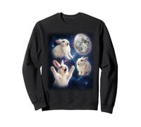 Three Rabbits Howling at Easter Egg Moon Space Funny Sweatshirt