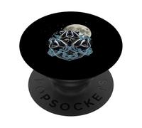 Three Raccoons Howling At Full Moon Night Mist PopSockets Adhesive PopGrip