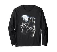 Three Raccoons Howling at The Moon Funny Design Long Sleeve T-Shirt