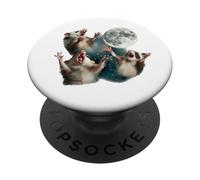 Three Raccoons Moon 3 Raccoons Funny Weird Cursed Meme PopSockets Adhesive PopGrip
