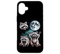 Three Raccoons Under The Full Moon Night Sky Case for iPhone 16 Plus
