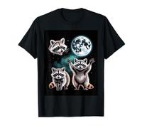 Three Raccoons Under The Full Moon Night Sky T-Shirt