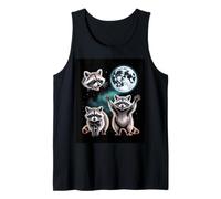 Three Raccoons Under The Full Moon Night Sky Tank Top
