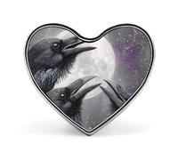 Three Ravens Moon Funny Metal Badge 1″ Heart Form Brooch Pin Clothes Hat Bag Accessories Tie Decor