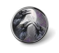 Three Ravens Moon Novelty Metal Badge 1″ Round Brooch Pin Clothes Hat Bag Tie Accessories Decor