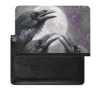 Three Ravens Moon Novelty Passport Holder Slim Travel Wallet Passports Cover Card Case with Slot