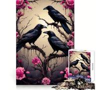 Three Ravens on A Rose Tree 1000 Piece Jigsaw Puzzles for Adults Jigsaw Thought Toy Indoor Fun Accurate Edge Art Collectible (50x75cm)