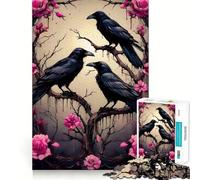 Three Ravens on A Rose Tree 1000 Piece Jigsaw Puzzles for Adults Jigsaw Thought Toy Indoor Fun Accurate Edge Art Collectible (50x75cm)