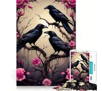 Three Ravens on A Rose Tree Jigsaw Puzzles 1000 Pieces for Adults Reason Skill Toy Calm Relax Exact Cut Heartfelt Gift (38x26cm)