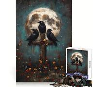 Three Ravens on Cross with Moon 1000 Piece Jigsaws for Teenagers Puzzle Wise Think Toy Simple Fun Tight Cut Santa Wish Pick (50x75cm)
