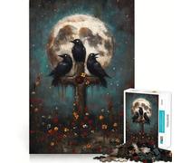 Three Ravens on Cross with Moon 1000 Piece Jigsaws for Teenagers Puzzle Wise Think Toy Simple Fun Tight Cut Santa Wish Pick (50x75cm)