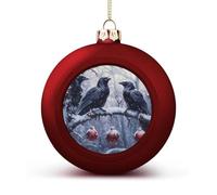 Three Ravens Winter Day Christmas Ball Ornaments Funny Christmas Tree Decorations Red And Gold for Holiday Party Decor