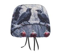 Three Ravens Winter Day Funny Car Headrest Cover Auto Front/Rear Seat Head Rest Protector Universal Fit Most Cars