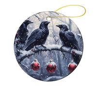 Three Ravens Winter Day Funny Ceramic Ornament 3 Inch 1 Pcs
