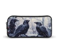 Three Ravens Winter Day Funny Pen Case Pencil High Capacity Pouch Stationery Bag Makeup Cosmetic Organizer For Men Women