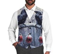 Three Ravens Winter Day Men's Suit Vest Formal Dress Waistcoat Vest Casual Business Vests for Suit Or Tuxedo M