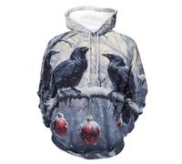 Three Ravens Winter Day Men's Sweatshirt Lightweight Pullover Hoodie with Pocket Casual Sweatshirts for Women