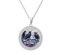 Three Ravens Winter Day Women's Custom Pendant Necklace Round Diamond Necklaces Jewelry Gifts for Men Birthday