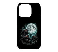 Three Red Eyed Moth Creatures Under Full Moon Sky Case for iPhone 14 Pro