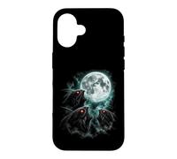 Three Red Eyed Moth Creatures Under Full Moon Sky Case for iPhone 16