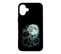 Three Red Eyed Moth Creatures Under Full Moon Sky Case for iPhone 16 Plus