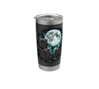 Three Red Eyed Moth Creatures Under Full Moon Sky Stainless Steel Insulated Tumbler