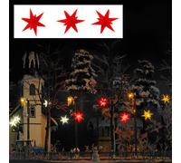 Three Red Glowing Christmas Stars, H0