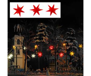 Three Red Glowing Christmas Stars, H0