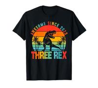 Three Rex 3rd Birthday Boy Third Dinosaur Awesome Since 2023 T-Shirt