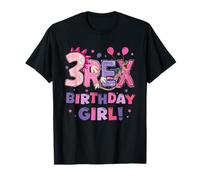Three Rex 3rd Birthday Dinosaur 3 Year Old Girl T Rex Bday T-Shirt