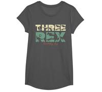Three Rex Birthday Dinosaur for 3rd Birthday Decoration T-Shirt, Girls, Asphalt Grey, Medium