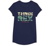 Three Rex Birthday Dinosaur for 3rd Birthday Decoration T-Shirt, Girls, Navy Blue, Large