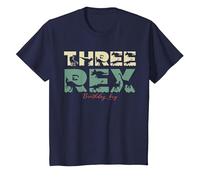 Three Rex Birthday Dinosaur for 3rd Birthday Decoration T-Shirt, Youth, Navy Blue, Large