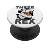 Three-Rex Dinosaur Kids 3rd Birthday Boys & Girls Graphics PopSockets Adhesive PopGrip
