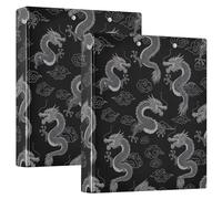 Three Ring Binder 1.5 Inch, Dragons Cloud Black D Ring Binder with Clipboard Large 3 Binders for School, College, Office