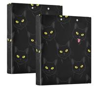 Three Ring Binder, Cute Funny Black Cats D Ring Binder with Clipboard Large 3 Binders for School, College, Office