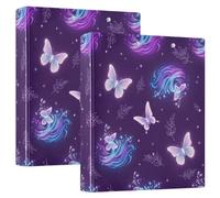Three Ring Binder, Glowing Pastel Butterflies D Ring Binders with Clipboard Large 3 Binders for School, College, Office