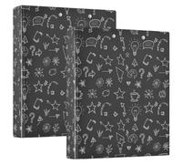 Three Ring Binder, Stars Botanical Black D Ring Binder with Clipboard Large 3 Binders for School, College, Office