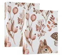 Three Ring Binder, Vintage Flower Squirrel Brown D Ring Binder with Clipboard Large 3 Binders for School, College, Office, one sizex1