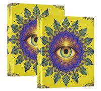 Three Ringing 2PCS Binder 1.5 in Binder with Pockets 1/2 Pack College Binders for Students 200 Sheets - Mandala Art The Evil Mandala Eye