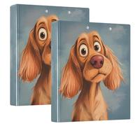 Three Ringing 2PCS Binder 1.5 Inch Binder with Clipboard Pack of 1/2 School Binder 200 Sheets - Cartoon Funny Cocker Spaniel Dogs Sorrow