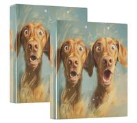 Three Ringing 2PCS Binder 1.5 Inch Binder with Clipboard Pack of 1/2 School Binder 200 Sheets - Cartoon Funny Dogs Fear