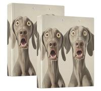 Three Ringing 2PCS Binder 1.5 Inch Binder with Clipboard Pack of 1/2 School Binder 200 Sheets - Cartoon Funny Dogs Fear Retro
