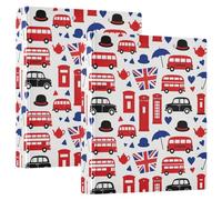 Three-Ringing 2PCS Binders 1.5" Binders with Pocket Cover Pack of 1/2 School Binder 200 Sheets - London Britain English UK Cars