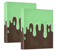 Three-Ringing 2PCS Notebook Binders 1.5" Notebook Binders with Clipboard 1/2 Pack School Supply Hardcover- Graffiti Art Brown Green