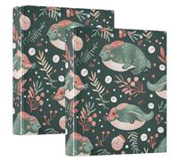 Three Ringing 2PCS Notebook Binders 1 and A Half Inch Notebook Binders with Pocket Cover Pack of 1/2 for Letter Size (11" X 8.5") 200 Sheets - Soft Colors Ark Green Walrus