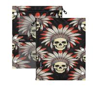 three Ringing binder 2 pcs Native American Headdress Skull 11''x8.9''