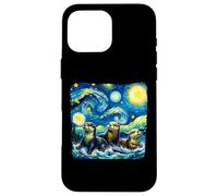 Three River Otters Van Gogh Starry Night River Otters Lover Case for iPhone 16 Pro Max